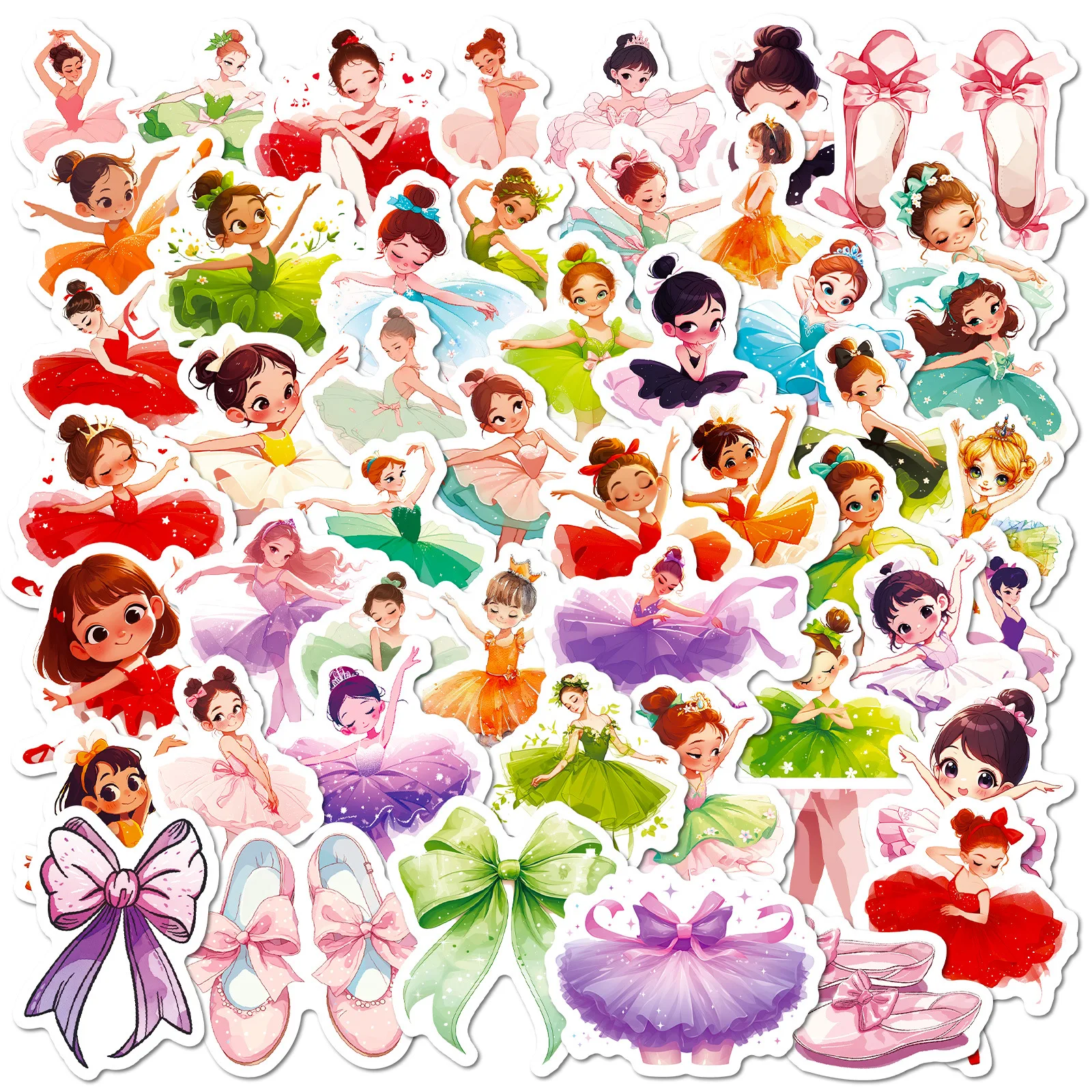 10/30/50PCS Dancing Girl Ballet Dance Cartoon Sticker DIY Phone Laptop Luggage Skateboard Graffiti Decals Fun for Toy