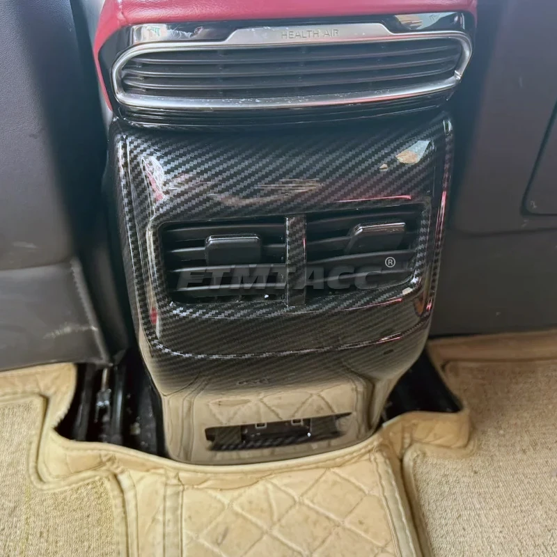 For MG HS 2018-2023 ABS Car Rear Air Condition Vent Outlet Frame Anti-Kick Panel Armrest Box Cover Trim Interior Accessories