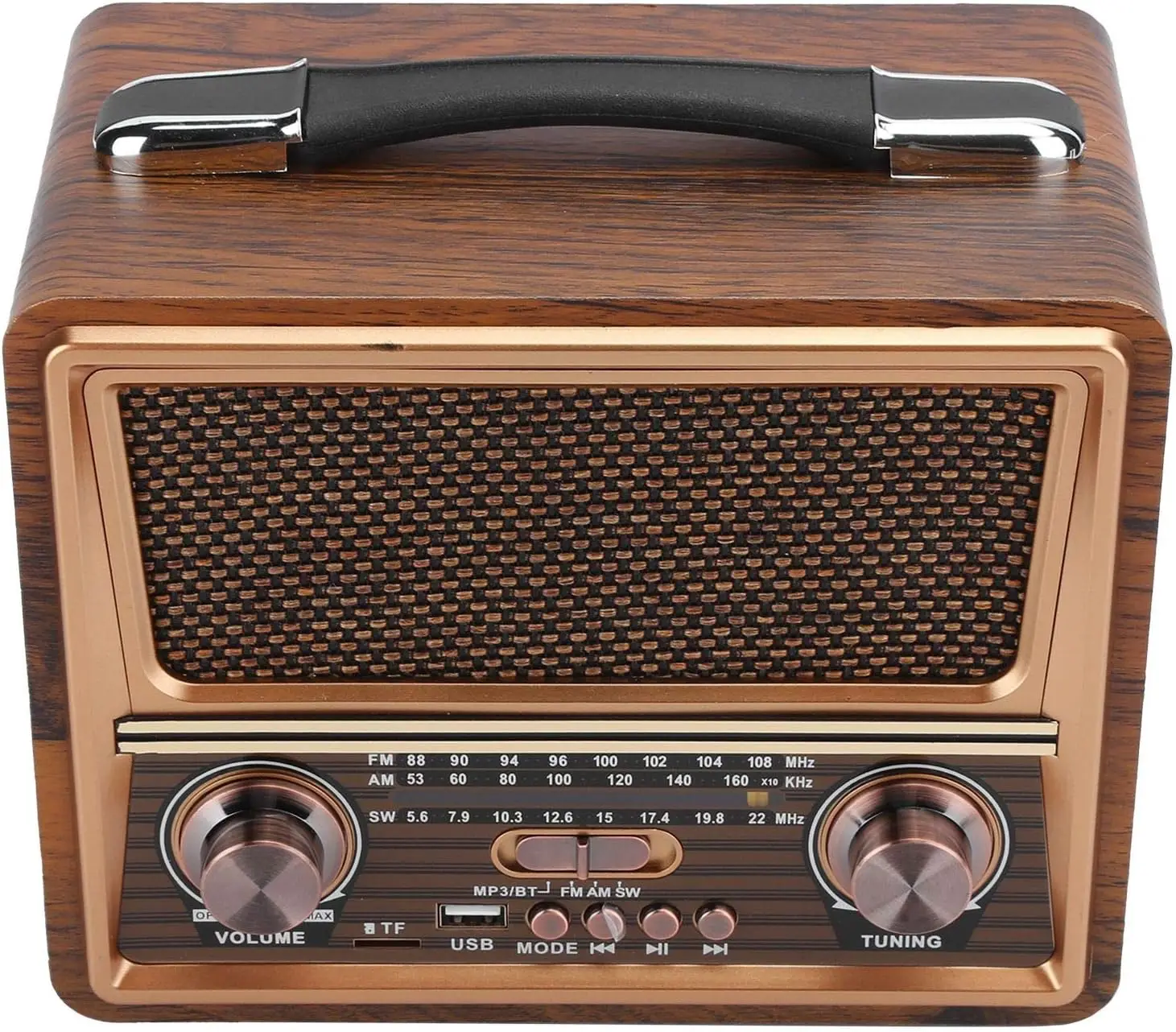 Venda quente rádio de madeira de 3 bandas com alto-falantes bluetooth usb tf função hi-fi qualidade de som caixa de madeira do vintage rádio fm am sw