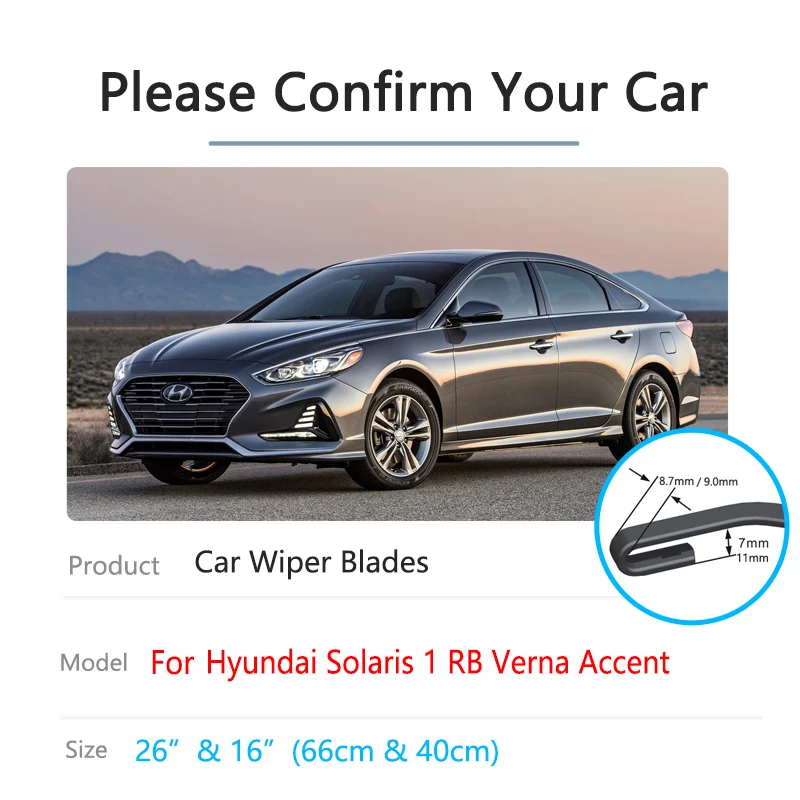 For Hyundai Solaris 1 RB 2011~2018 Verna Accent Cleaning Windshield Windscreen Brushes Accessories 2015 Car Front Wiper Blades