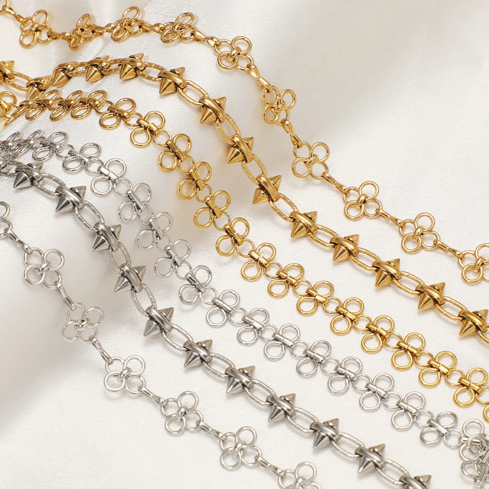 1 Meter No Fade Stainless Steel Flower Bow Knot Chains Handmade Chains for Necklace Bracelet Supplies DIY Women Jewelry Making view 6