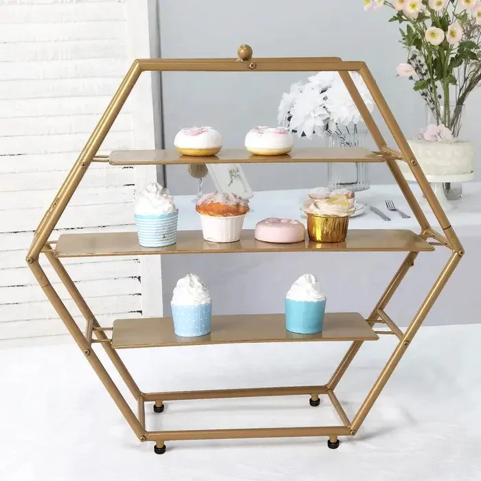 Birthday party wedding dessert display stand hexagonal removable home three-layer metal cake