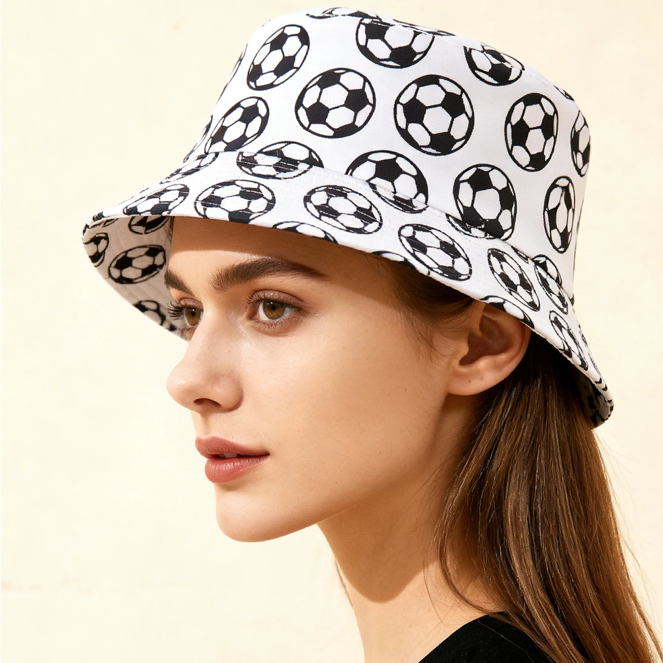 Trendiger, wendbarer Fischerhut mit Allover-Print, Sport-Flat-Top-Sonnenschutz-Bucket-Cap, geeignet für Outdoor-Reisen