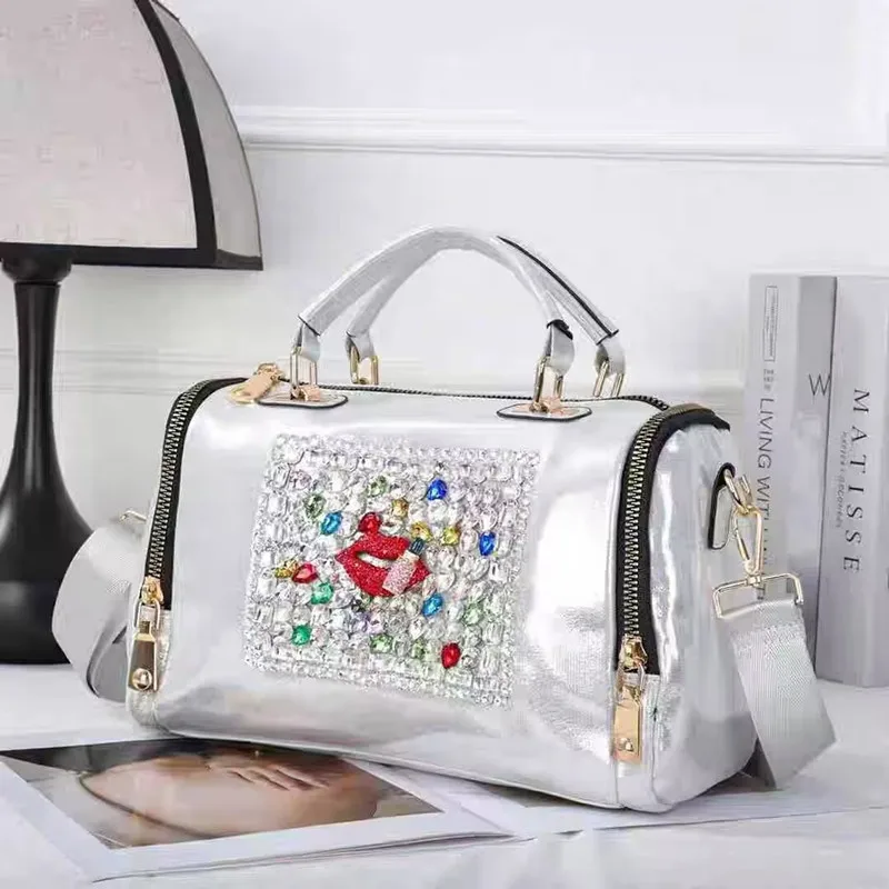 

Popular Pattern Leather Women Handbags Luxury Fashion Diamonds Top Handle big Travel Shoulder Bags 2025 New