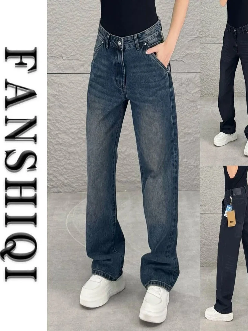 

Модные мужские джинсы прямого кроя из чистого хлопка в стиле ретро, повседневные брюки, осень 2025, новинка от Fan i Qi