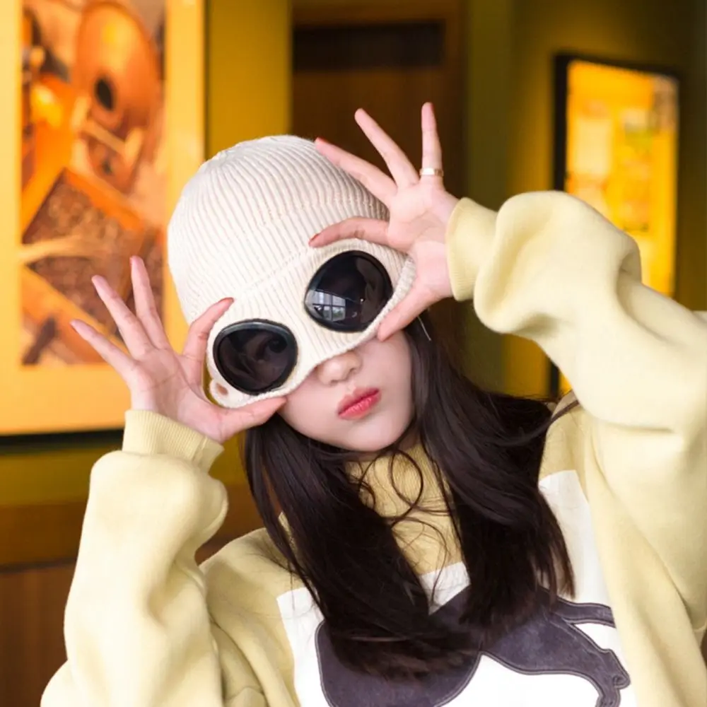 

Skullies Caps Men Beanie Caps Pilot Glasses Cap With Glasses Cycling Cap Ski Cap Knitted Hats Women Wool Caps Korean Beanies
