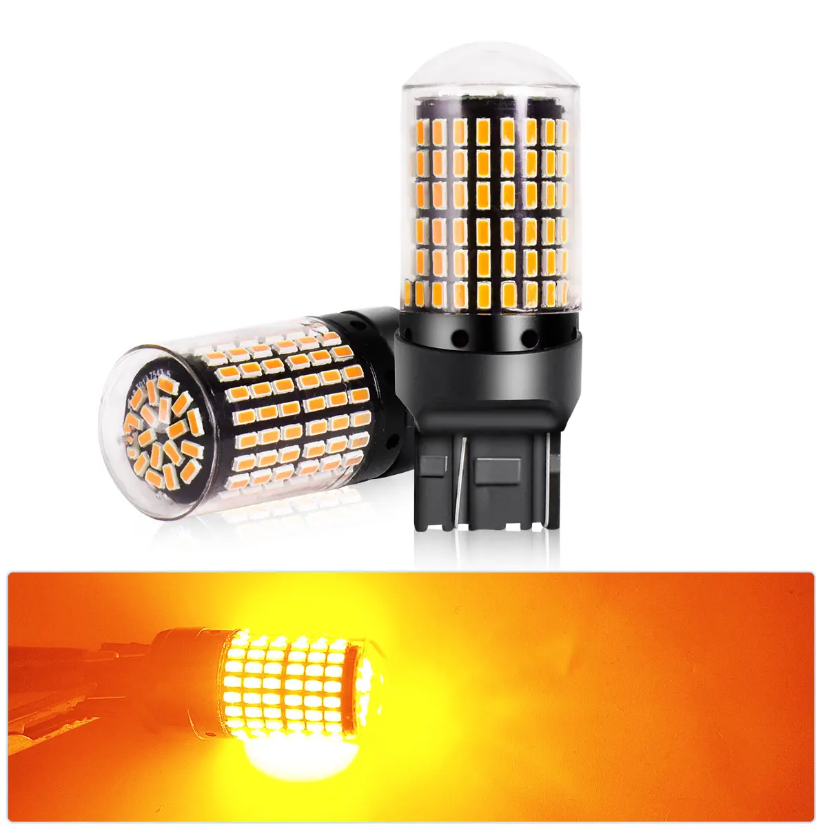 4 Stück 7443 7440 360 Glühbirnen W21/5 W 9715R T20 3014 LED-Chips für Kfz-Blinker, Parkplatz, Lesebreite, Lichter – Detail 8