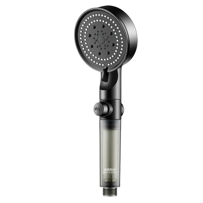 Black Shower Head 5 Modes Showerhead Spa Filter Portable High Pressure Bath And Bathroom Accessories Faucet Tap Systems