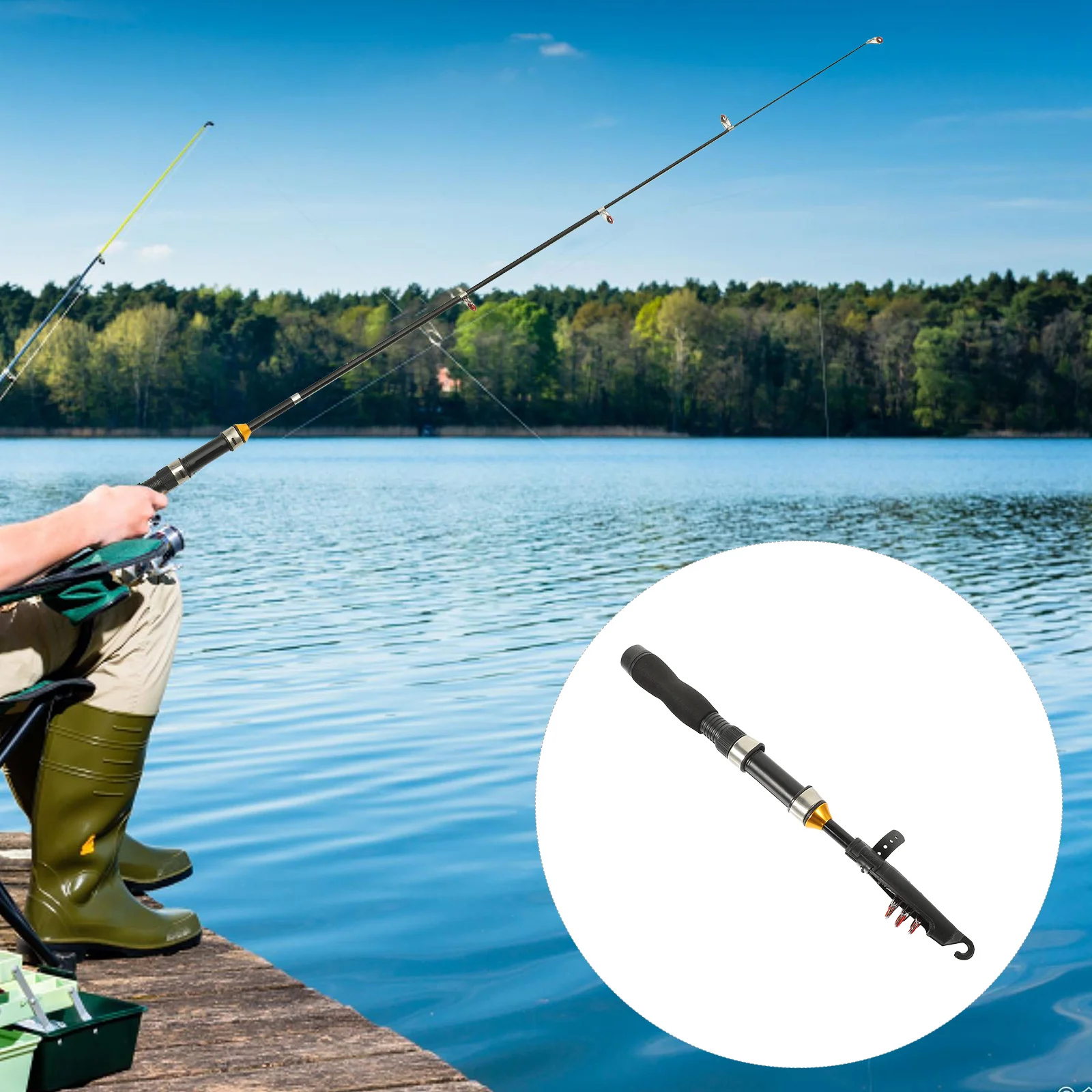 

Fishing Accessories Portable Mini Rod Man Practical Pole Collapsible Glass Fiber