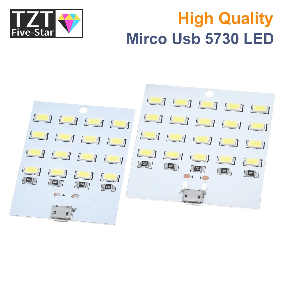 high quality 5730 smd 5V 430mA~470mA White Mirco Usb 5730 LED lighting panel USB mobile light Emergency light night light