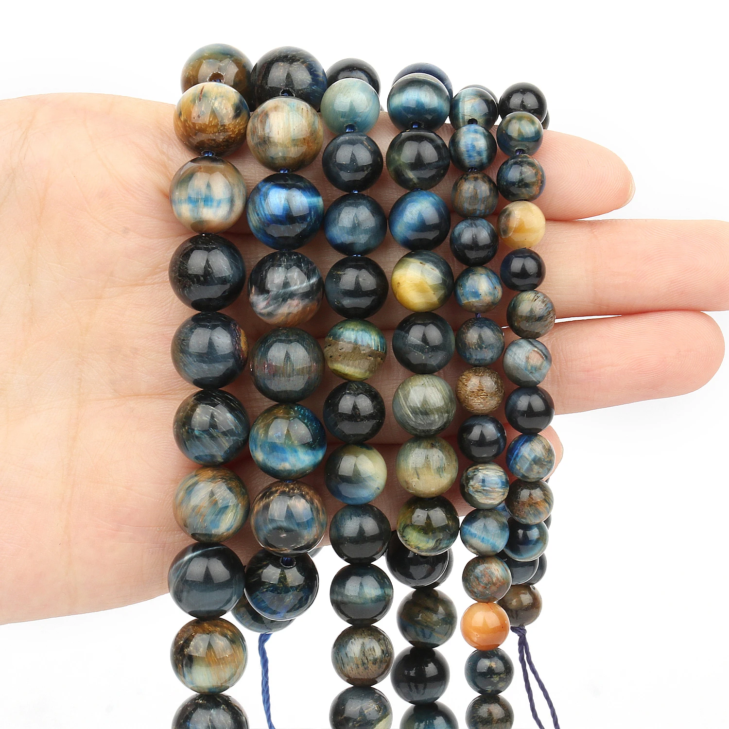 6/8/10mm AA Natural Stone Round Peter Tiger Eye Beads Loose Spacer Beads for Jewelry Making DIY Gift Bracelets Necklace 15''