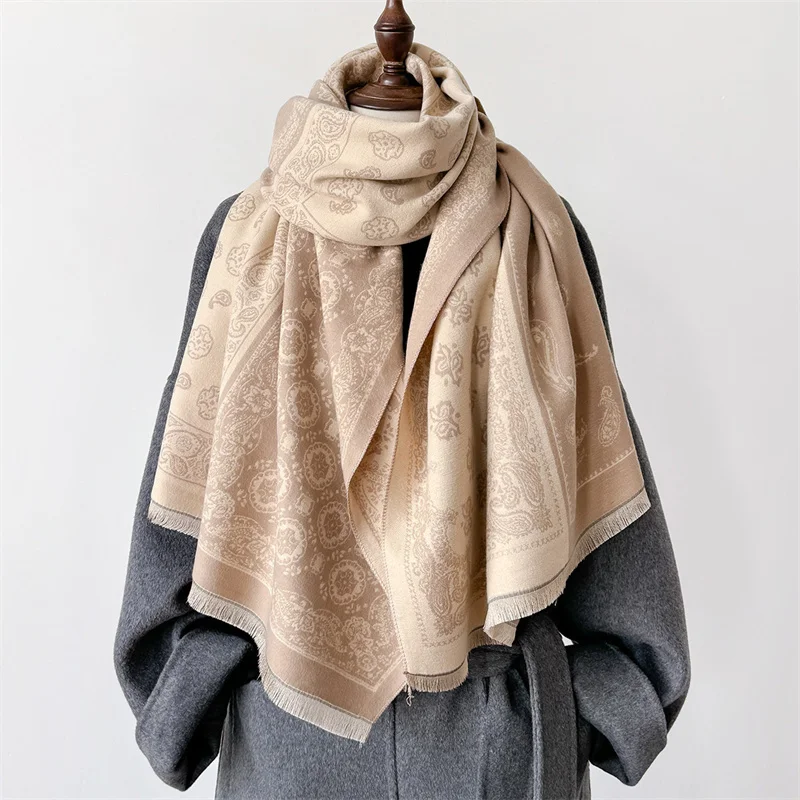 Luxury Brand Cashmere Scarf Women Winter Shawl and Wraps 2024 Design Caps Thick Blanket Bufanda Stoles Echarpe Femme Pashmina