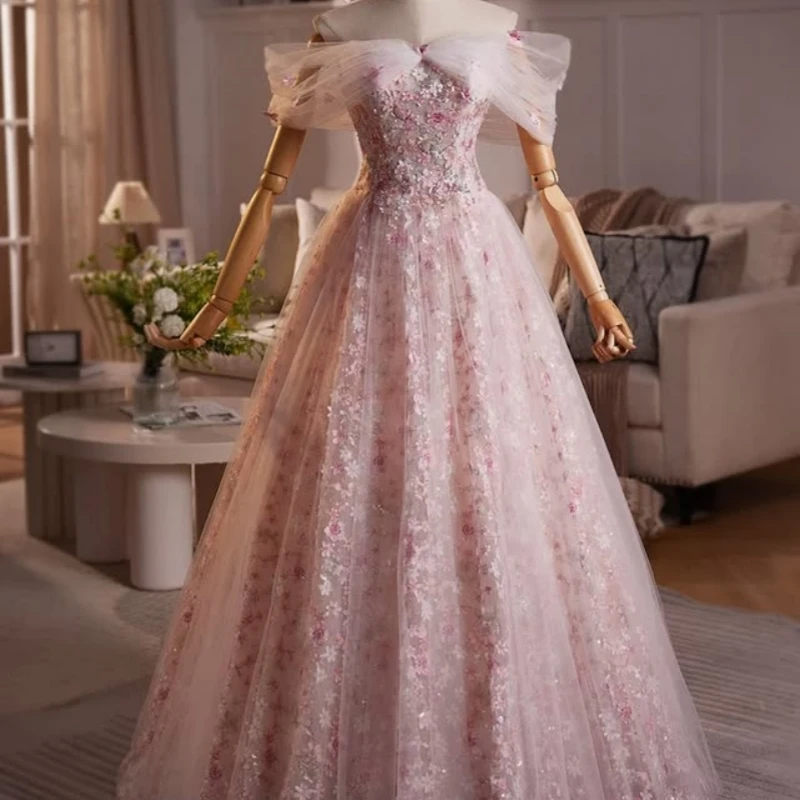 

customized Pink Party Dresses High Low Cheap Dress Formal Party Prom flower Gowns Wear Gown