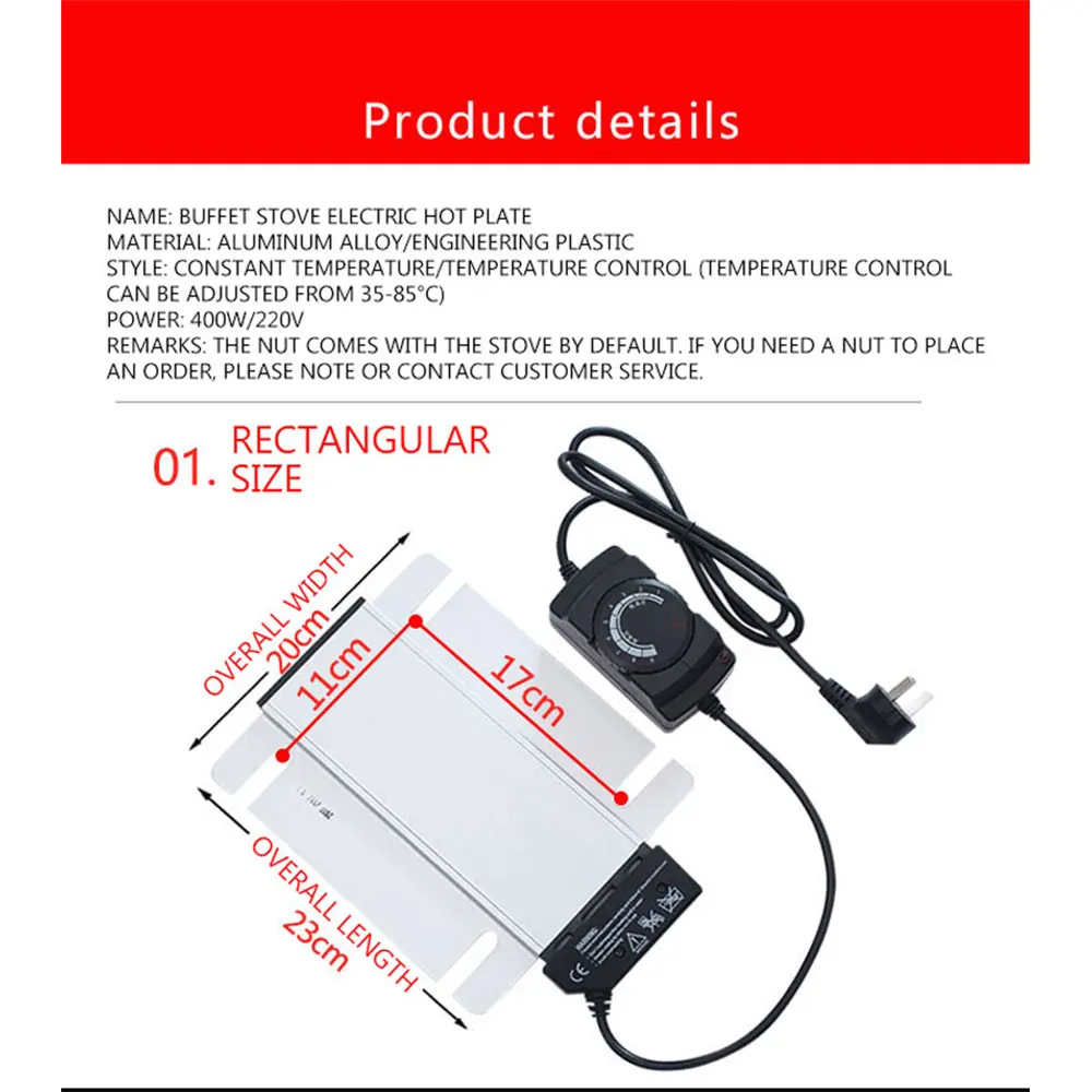 Temperature Adjustable Dining Electric Heating Plate Buffet Heating Plate Stainless Steel Heat Preservation Plate