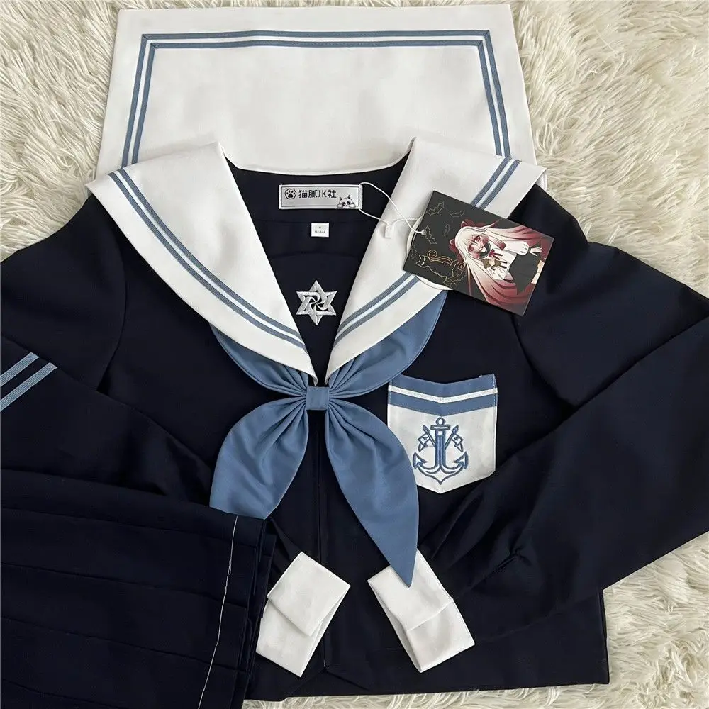 Original Night Navigation Star JK Uniform Set Short Sleeve Nautical Style Traditional College Fashion Student School Uniform