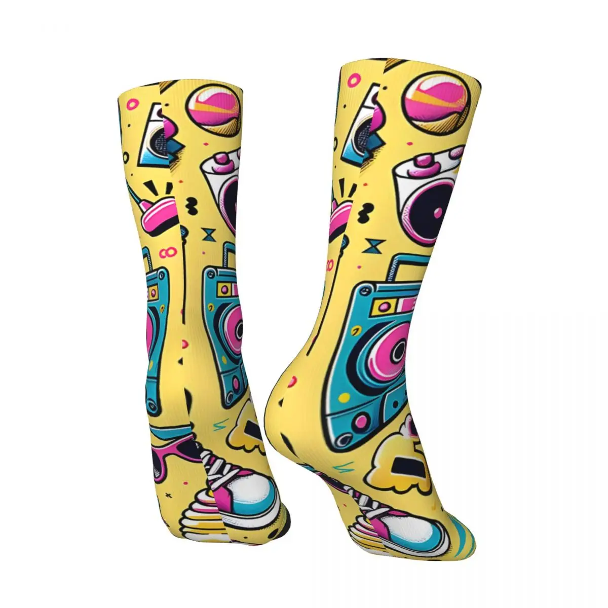 Crazy compression 80S Pop Culture Explosion Sock for Men Harajuku Seamless Pattern Crew Sock Casual