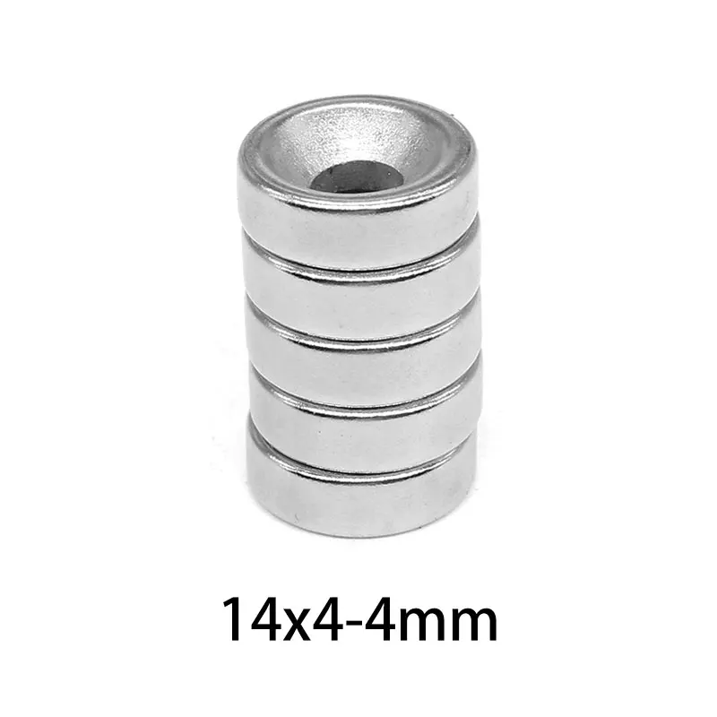 2/5/10/20/50/100PCS 14X4-4 Small Round Rare Earth Magnet 14X4 Hole 4mm 14x4-4mm Countersunk Neodymium Disc Magnet Strong 14*4-4