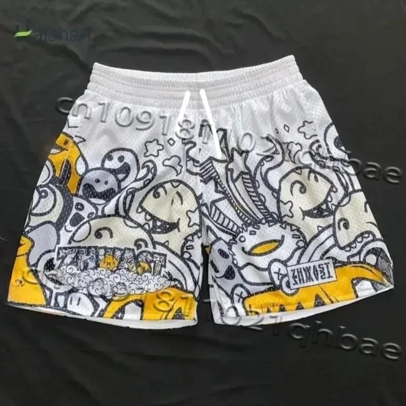 

Men's Same Trendy Brand Street Retro Fashion Trend Cross Sports Shorts Men's Street Dark Printed Five-point MOTO Pants