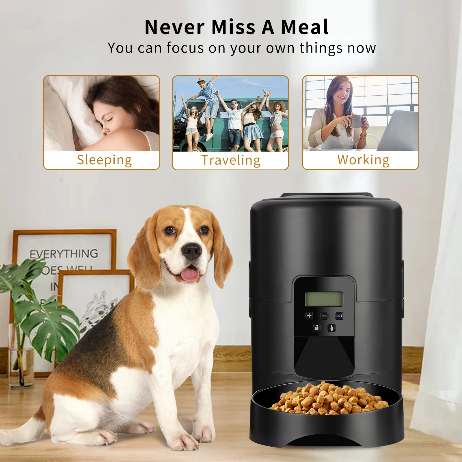 2L Automatic Smart WIFI Button Cat Feeder Pet Food Dispenser For Dry Food Cat Dogs Kibble Dispenser Pet Food Bowl