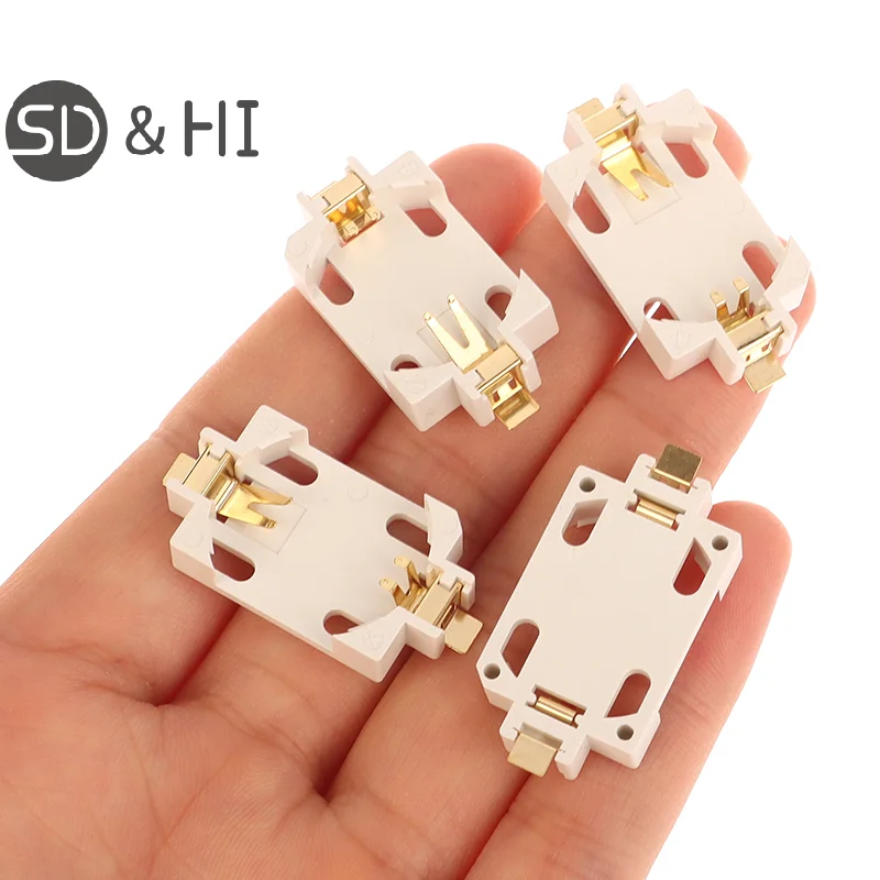 10Pcs DIY Accessories White Housing Gold-Plated Button Battery Holder For CR2032 SMD Socket Cases