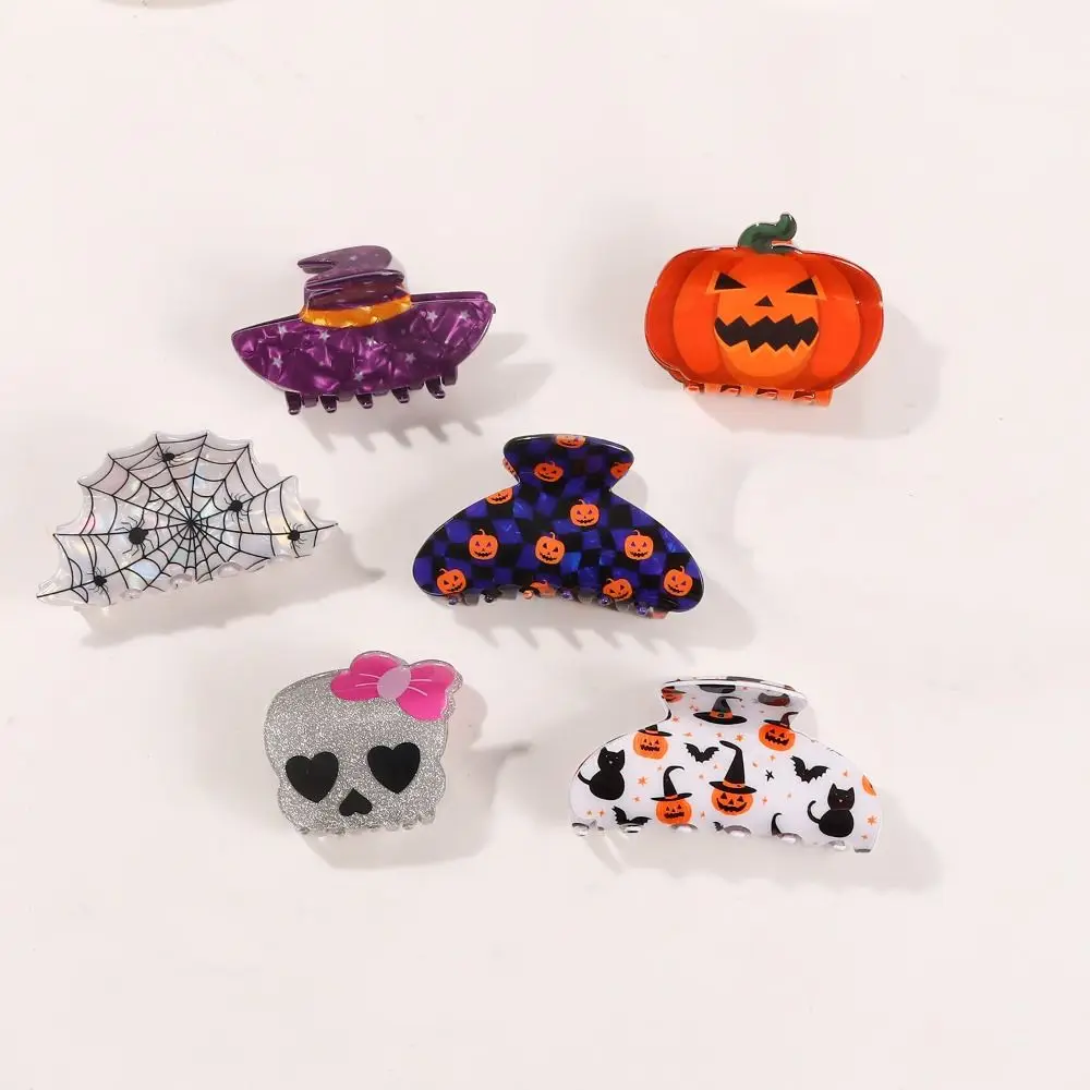 PVC Halloween Hair Claw Spider Magic Hat Pumpki Hair Clip Cartoon Witch Hat Acrylic Ghost Hairpin Fashion Lovers - view 4