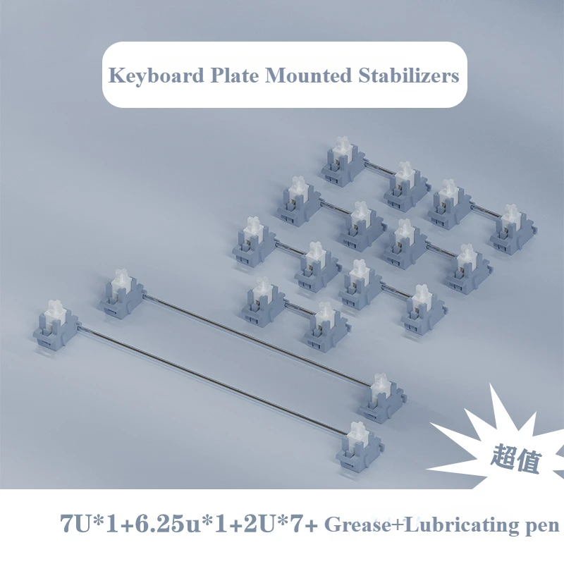 Stabilisateurs montés sur plaque bleue pour clavier mécanique, disposition 100, accessoires de clavier personnalisés POM, 7U, 6.25U, 2U