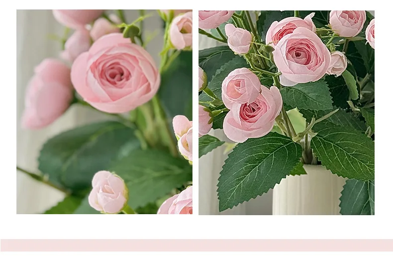 18 Inch 12 Head Artificial Camellia Bud Bouquet Faux Silk Flowers For Home Living Room Decoration Wedding Hotel Display Props