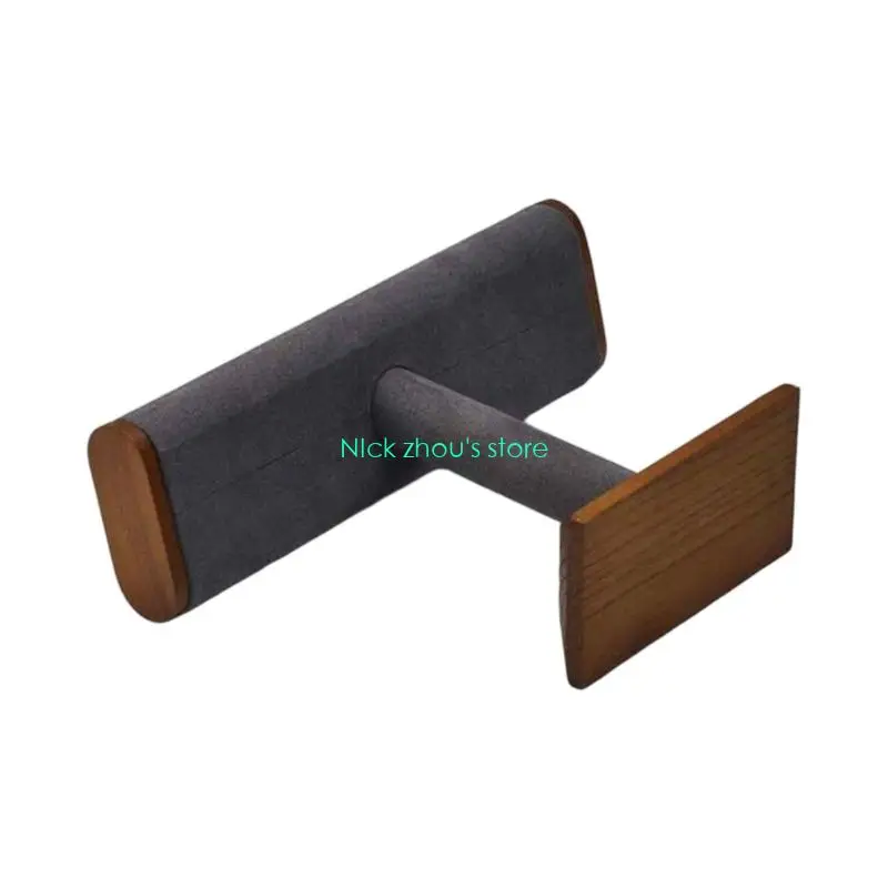 E15E منظم المجوهرات الخشبية تصميم إغلاق الأنبوب المسطح وبطانة عرض من جلد الغزال الصناعي لتزيين المنزل بالتجزئة