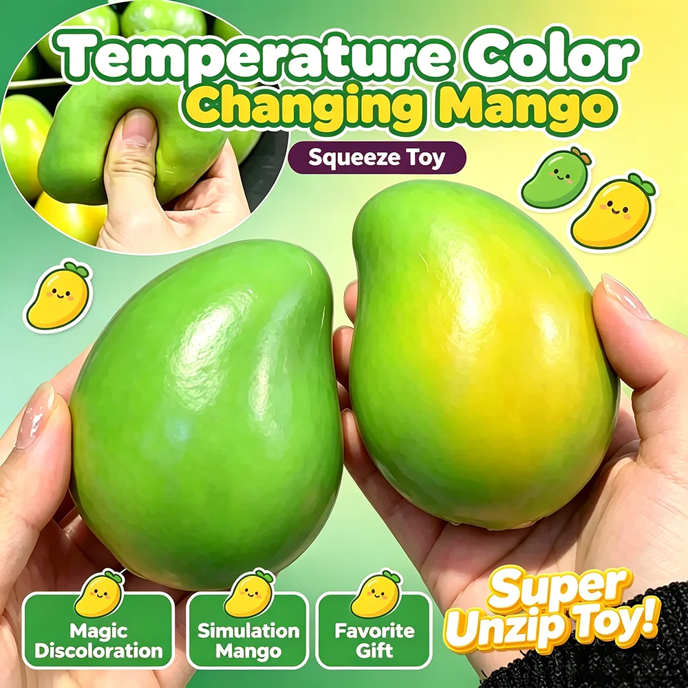 Hot Selling Realistic Temperature Sensitive Color Changing Mango Stress Relief Squeeze Fidget Toy ASMR for s Stress Relief