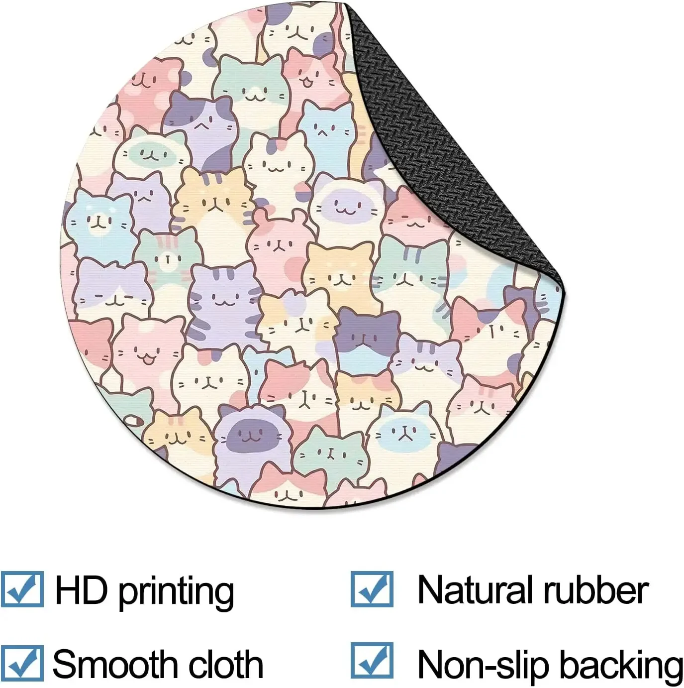 Leuke Kat Ronde Muismat Kleine Antislip Rubber Mouse Pad Computer En Laptop Muis Mat Voor Bureau gaming Decor 7.9X7.9 Inch