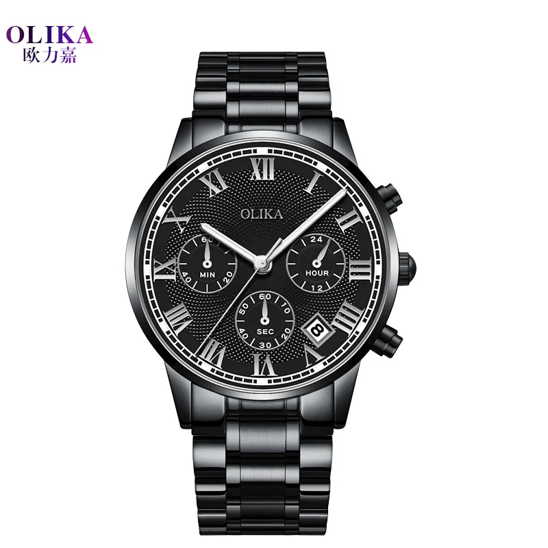 

OLIKA Mens Sports Watches Men Business Stainless Steel Quartz Watch Luxury Man Casual Calendar Luminous Clock Reloj Hombre