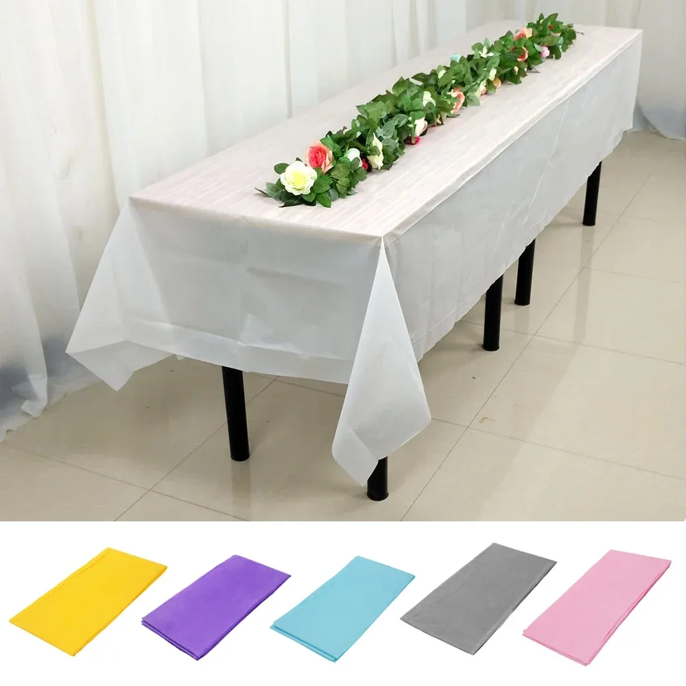 Tablecloth Solid Wedding Birthday Party White Pink Table Cover Hotel Banquet Rectangular Desk Cloth