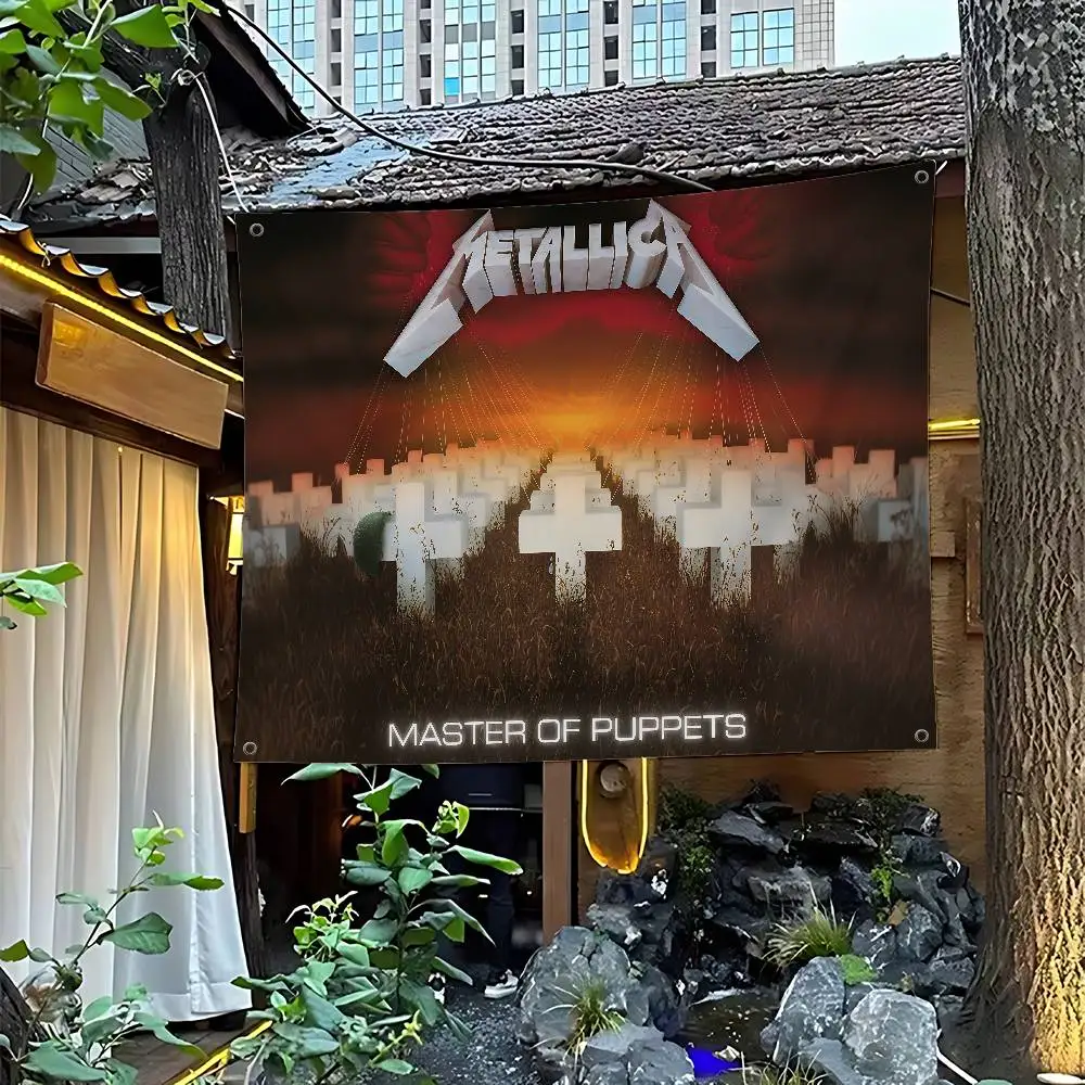 1pc Band M-MetallicaS Creative Pattern Hanging Flag Polyester Printed Banner Hand Pulled Flag