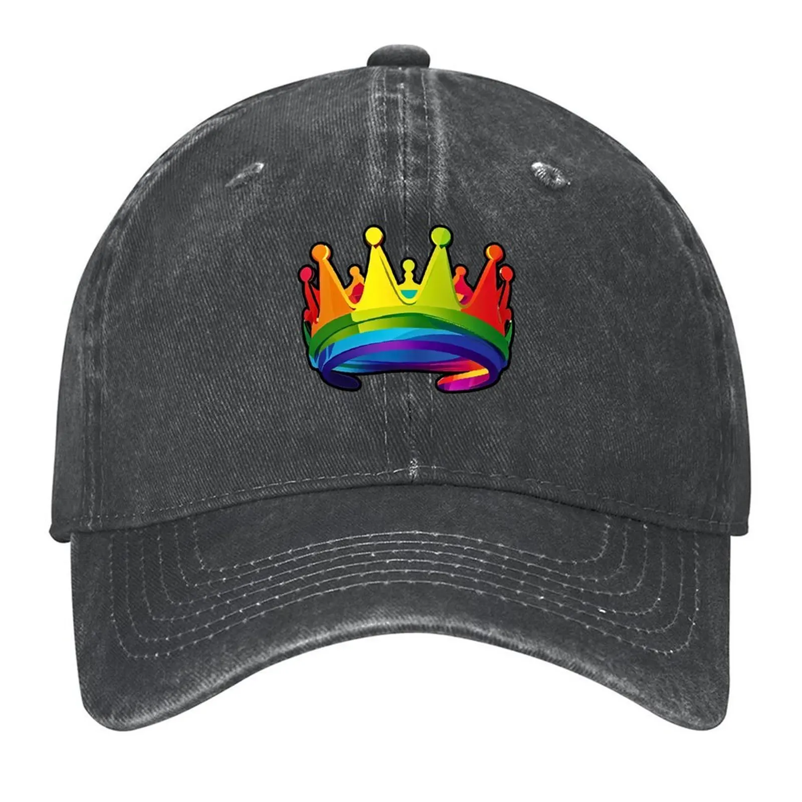 

Rainbow Crown design with black outline Baseball Cap funny hat Beach Bag Wild Ball Hat Streetwear Woman Hats Men's