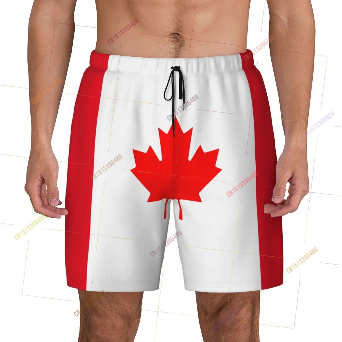2026 Canada Flag Top Print 3D Mens Swimming Trunks Hawaiian Bathing Beach 2 in 1 Quick-Dry Summer Swim Shorts With Pockets