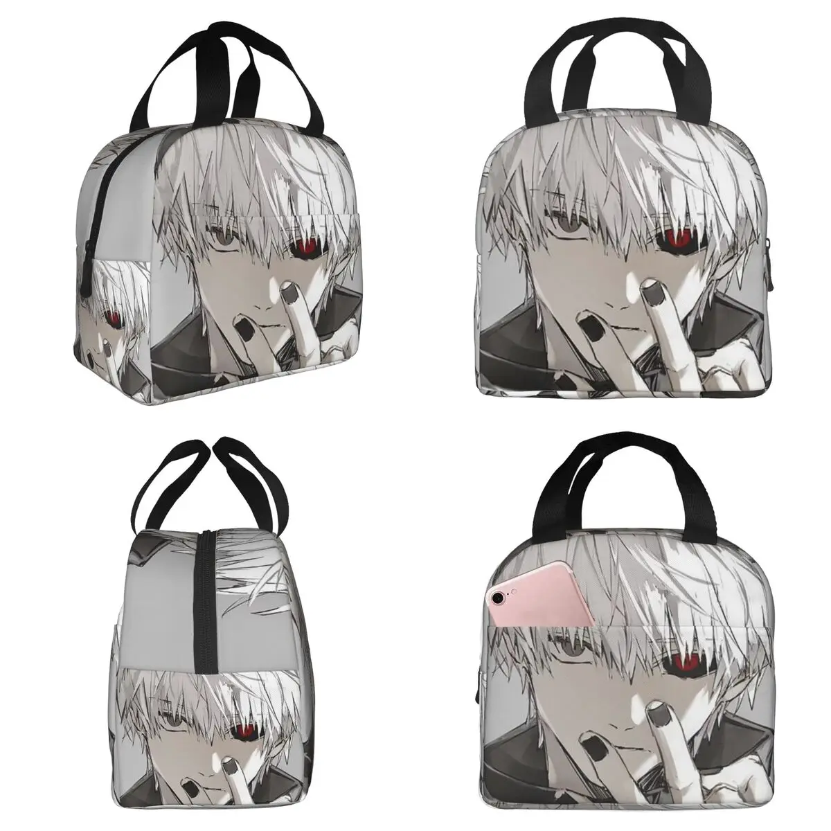 Anime Tokyo Ghoul Kaneki Ken Insulated Lunch Bag for Women Office Cooler Thermal Food Box Tote Leakproof Lunch Boxes Container