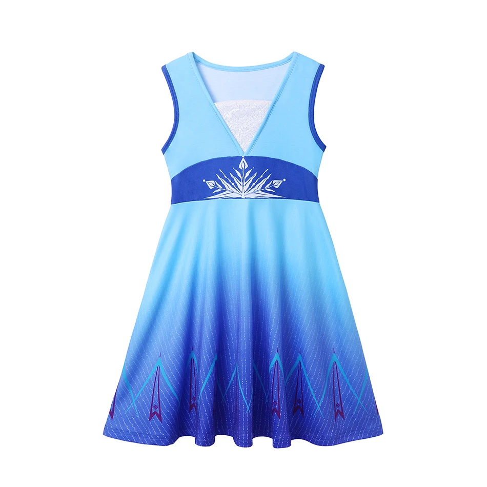 Vestido de algodón hasta la rodilla para niña, ropa de juego de rol, estilo princesa, Elsa, Ariel, Rapunzel, Anna, de 2 a 10 años