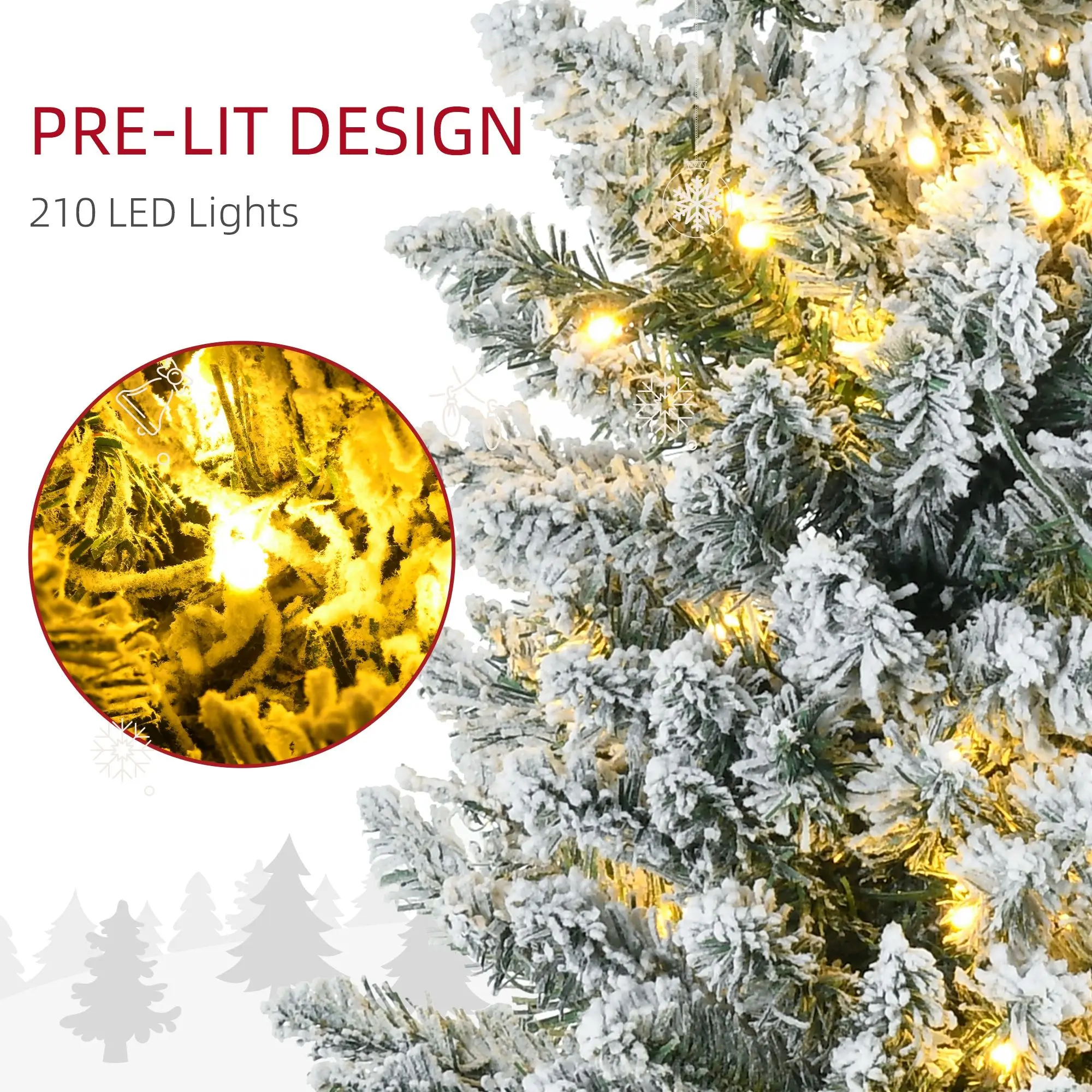 لشجرة عيد الميلاد الخضراء بطول 7 أقدام رفيعة مع فروع واقعية وأضواء LED بيضاء دافئة لديكور العطلة