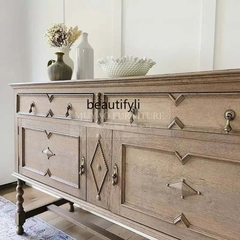 

SS03A French retro solid wood porch cabinet American antique drawer decorative cabinet bedroom storage cabinet Y