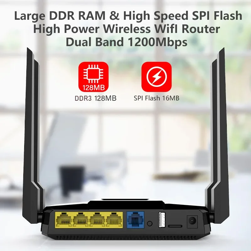 Wiflyer WG108-C Home Wireless Wifi Router 2.4G 5Ghz Dual Band 1200Mbps Gigabit LAN Wide Coverage 16MB Flash 128MB RAM