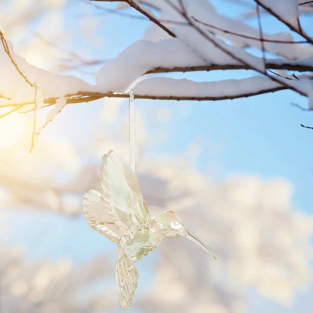 3 قطعة زخرفة الطائر الطنان الاكريليك قزحي الألوان واضح معلقة قلادة لشجرة عيد الميلاد ديكور جدار حديقة المنزل ضوء السقف