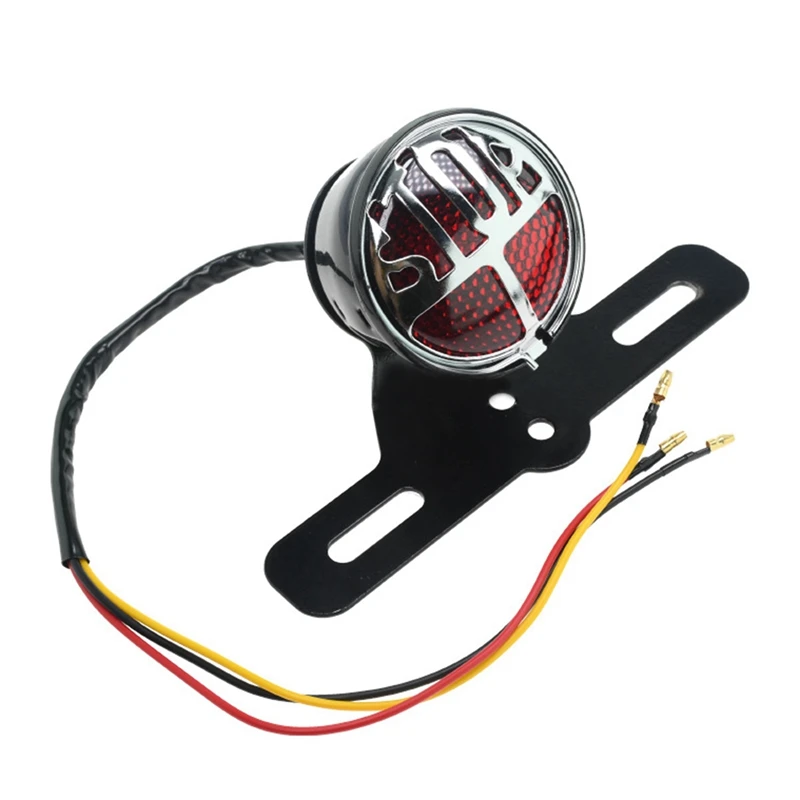 1 PCS Motorcycle LED Retro Taillight Miller Stop Tail Light Black Aluminum Alloy For  Chopper Bobber Cafe Racer