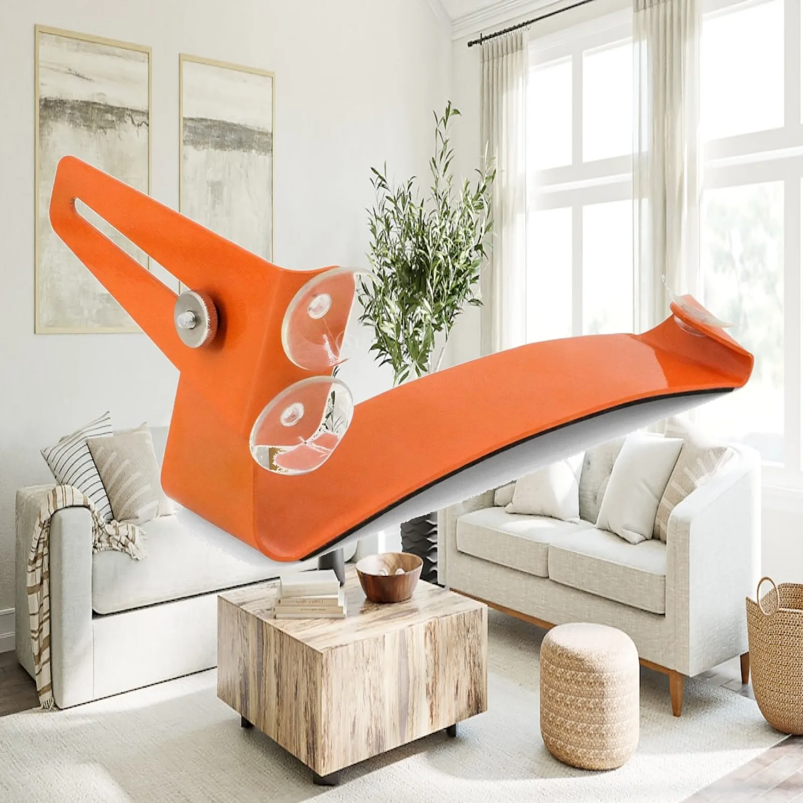 Orange T Shape Guitar Support Stand with Suction Cup Secure Grip for Acoustic and Electric Guitar Playing Comfort