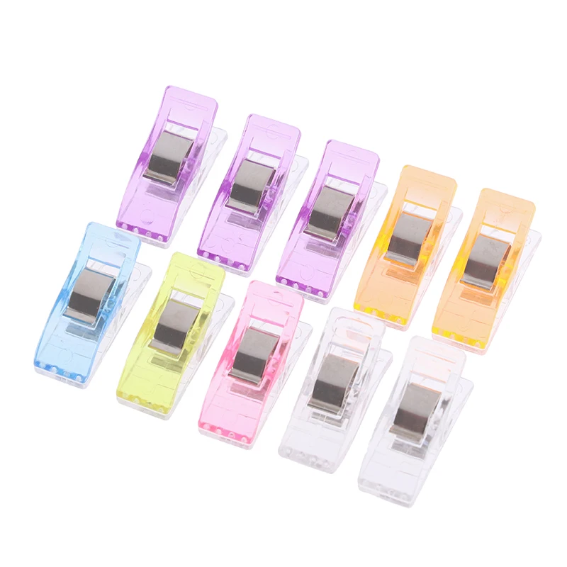 10Pcs Sewing Multicolor Plastic Clip Fabric Clamps Patchwork Craft Clothing Clip