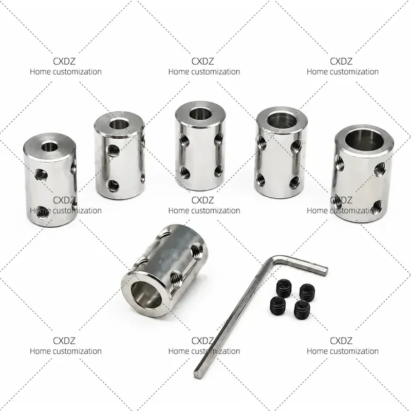 5pcs 45 Steel Rigid Coupling Cylindrical Connecting Rod Motor Mechanical Transmission Variable Diameter Connector