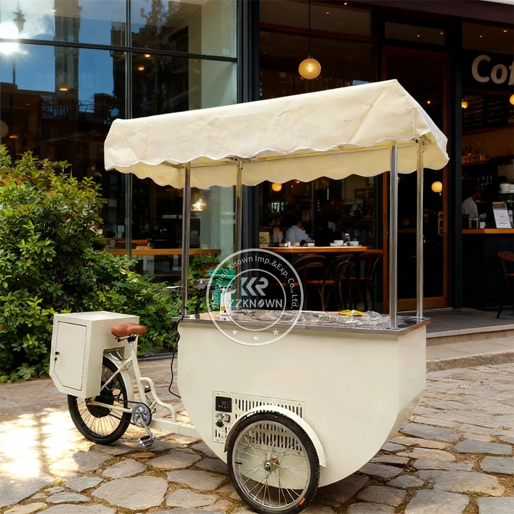 

Electric Tricycle Food Cart Ice Cream Bike Mobile Street Food Vending Tricycle Ice Cream Cart