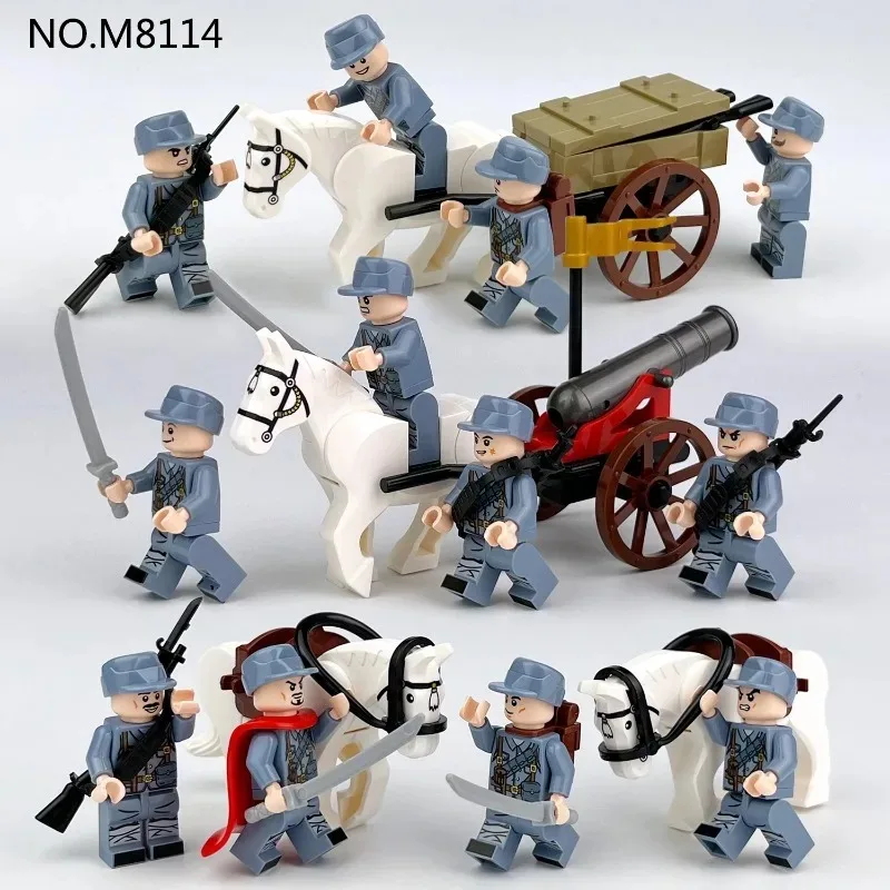 Image of M8181 Achte Marscharmee Montage-Set Kleinteiliges Puzzle-Spielzeug mit Karren und Schusswaffen