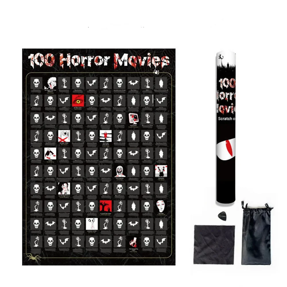 Hot Sale 100 Horror Movie Scratch-Off Posters Wall Chart Room Home Wall Decor Painting - Gift Perfect for The Horror Movie Fans