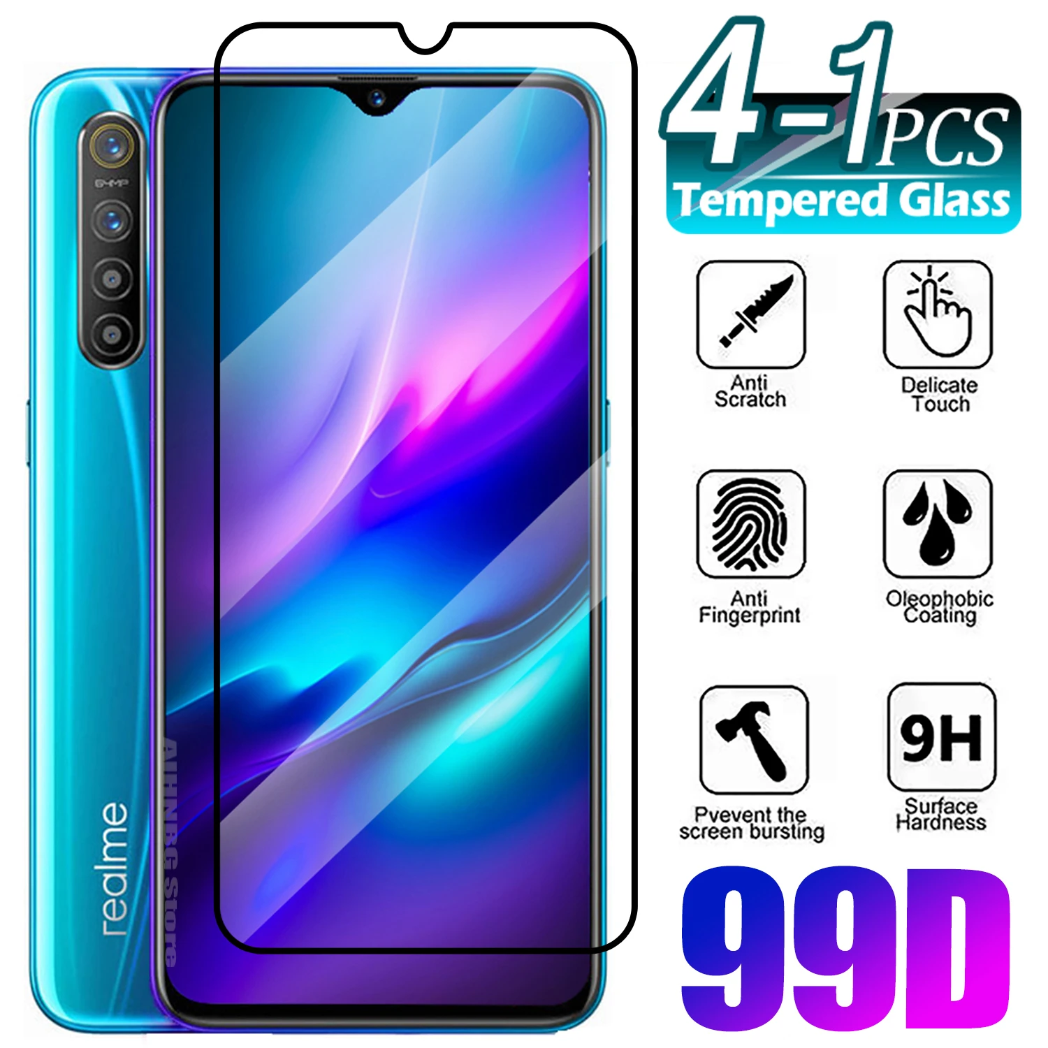 1/4Pcs Tempered Glass for Realme X2 X3 X7 Pro X7 Max Screen Protector Glass Film for Realme X50M X50 5G