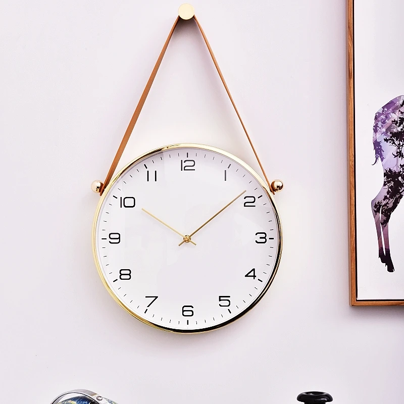 Copper Gold Wall Clock Battery Metal Creative Aesthetic Style Household Clock Modern Designer Decoration Murale Room Furniture